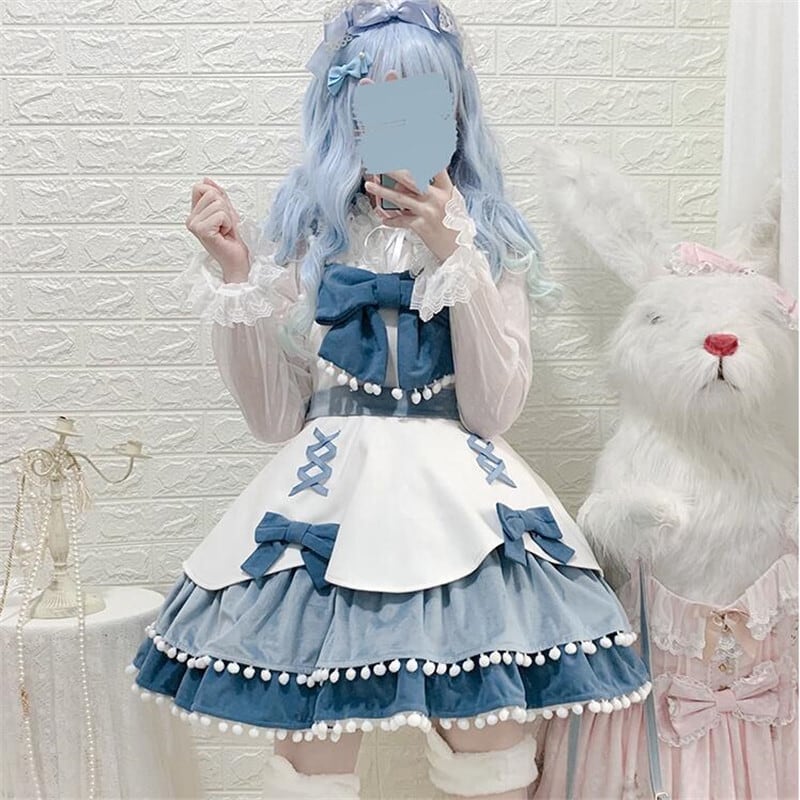 ゴスロリ風 リボン 日常制服 痩せて見える リボン ロリータ ワンピース 7,035円