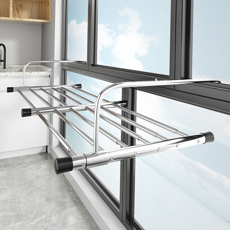 【ドロップシッピング】バルコニー物干しアーティファクト盗難防止ネット窓乾燥ロッドハンガー靴乾燥ラック屋外物干しラック