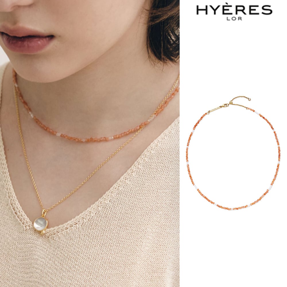 [HYERES LOR] Essence Beads Silver (Y) Stone MIX Necklace Sunstone