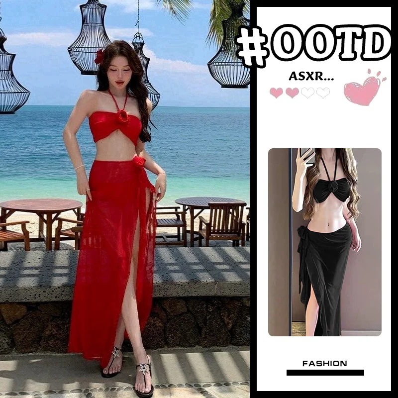 気沸騰水着 可愛いビキニ 新しいビキニ競泳水着女性の官能的な分割水着スリーピース夏