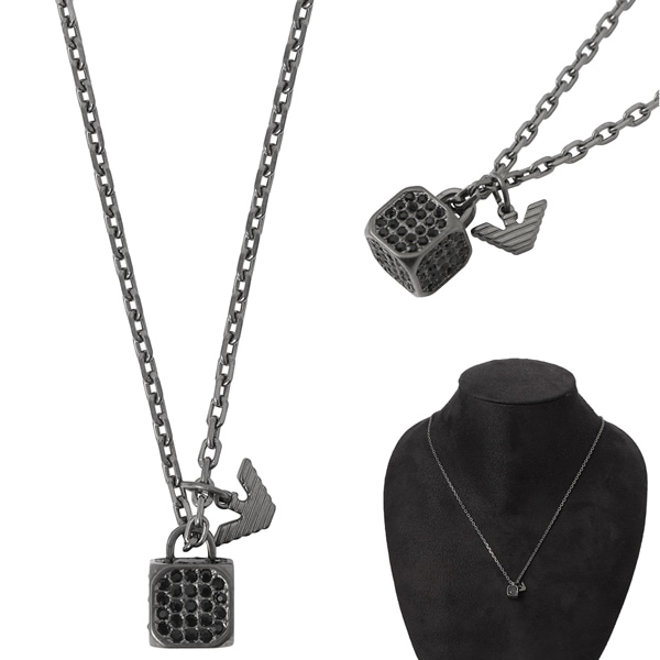 EGS3083060 イーグル ネックレス ガンメタル GUNMETAL STAINLESS STEEL SETTED WITH BLACK CRYSTALS 14,476円