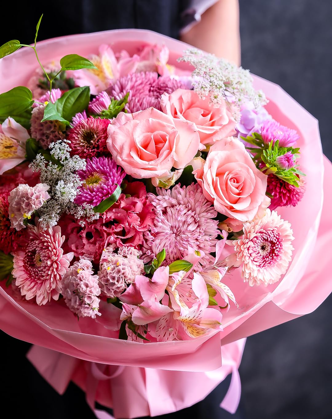 花束 生花 ブーケ LLサイズ ピンク&グリーン 花 フラワー 誕生日 母の日 プレゼント ギフト ラッピングしてお届け 結婚記念日 お祝い 父の日 秦野市の花屋 フローリストせきど 総理大臣賞受賞デ