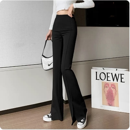 ボトムス パンツ フレアパンツ ロング丈 フレア セミフレア スリット フロントスリット センターライン ハイウエスト 大人可愛い シンプル カジュアル おしゃれ かっこいい 大人女子 こなれ感 ラフ 5,151円