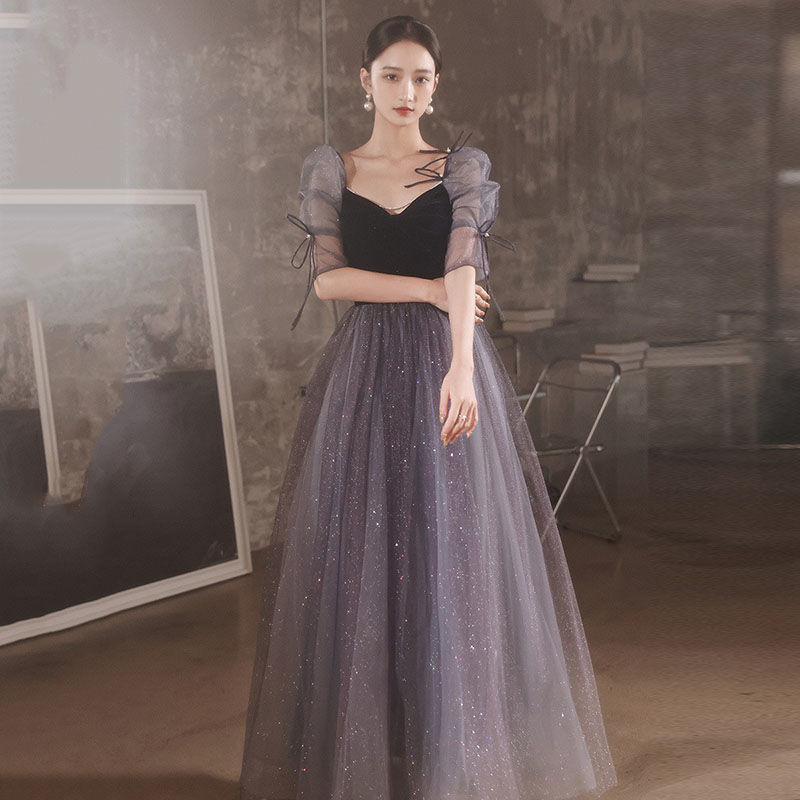 パフスリーブ イブニングドレス 宴会司会者 ファンタジー 妖精 精霊 暴走姫 星空 プリンセスドレス