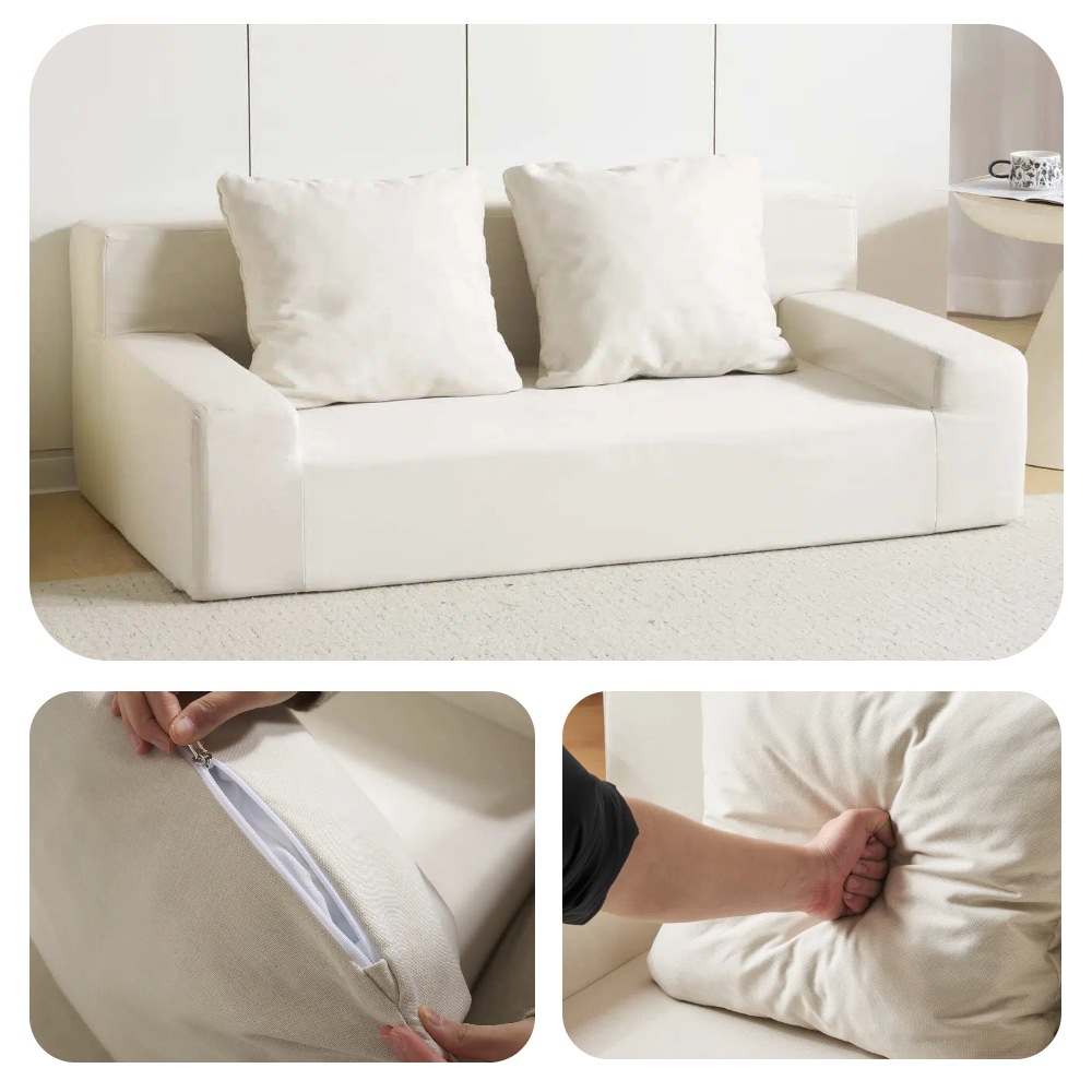 【国内出荷】2人掛けソファベッド フロアソファ コンパクト ローソファ こたつ用 ソファー 1人暮らし マルチに使える クッション付き 座椅子 1人掛け 完成品 運びに便利だ 軽いソファー 圧縮梱包