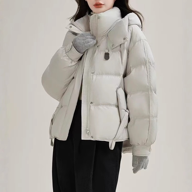 フード付きダウンジャケットレディースショート2025冬新スタイルファッショナブルで万能な防風暖かいプチジャケットトレンド