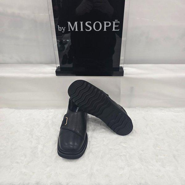 By 女性 三角 バンド ローファー 612HT493DG012 BLACK 4 JJ