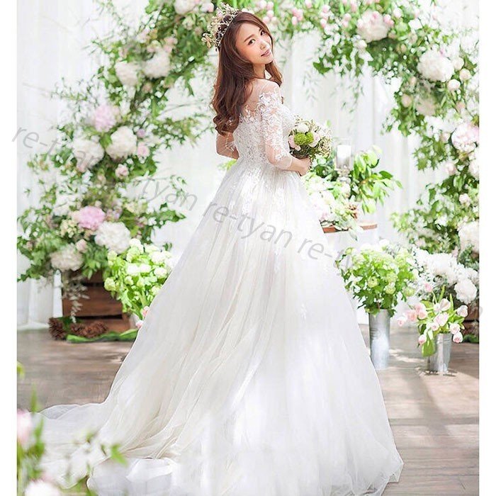 ウェディングドレスAライン 結婚式 二次会 花嫁 プリンセスドレス 白ドレス ロングドレス 披露宴