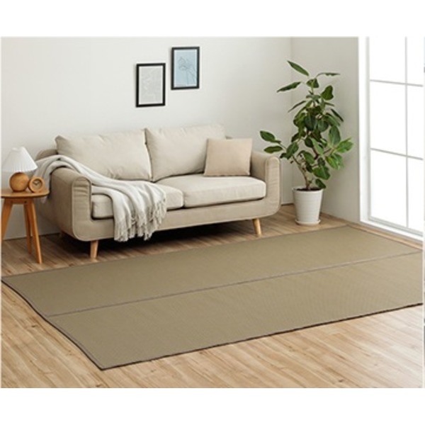 洗える ござ 日本製 国産 カーペット リバーシブル ラグ 敷物 ペット ブラウン 江戸間3畳（約174x261cm）