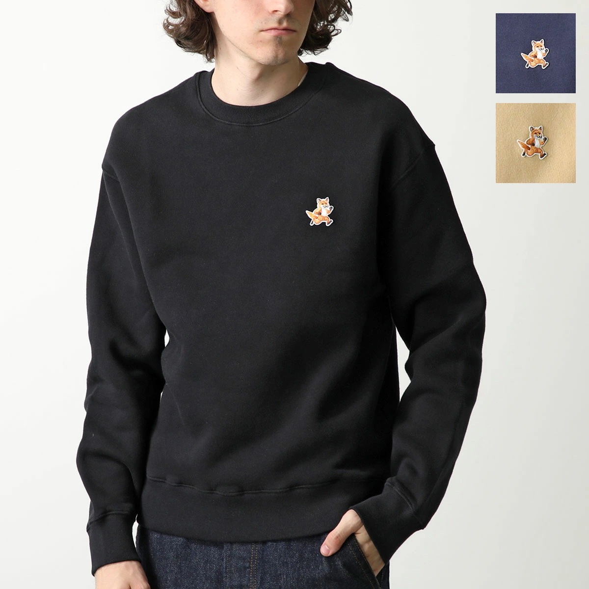 MAISON KITSUNE メゾンキツネ トレーナー SPEEDY FOX PATCH MM00313KM0307 メンズ スウェット 長袖 クルーネック コットン ロゴ 刺繍 カラー3色