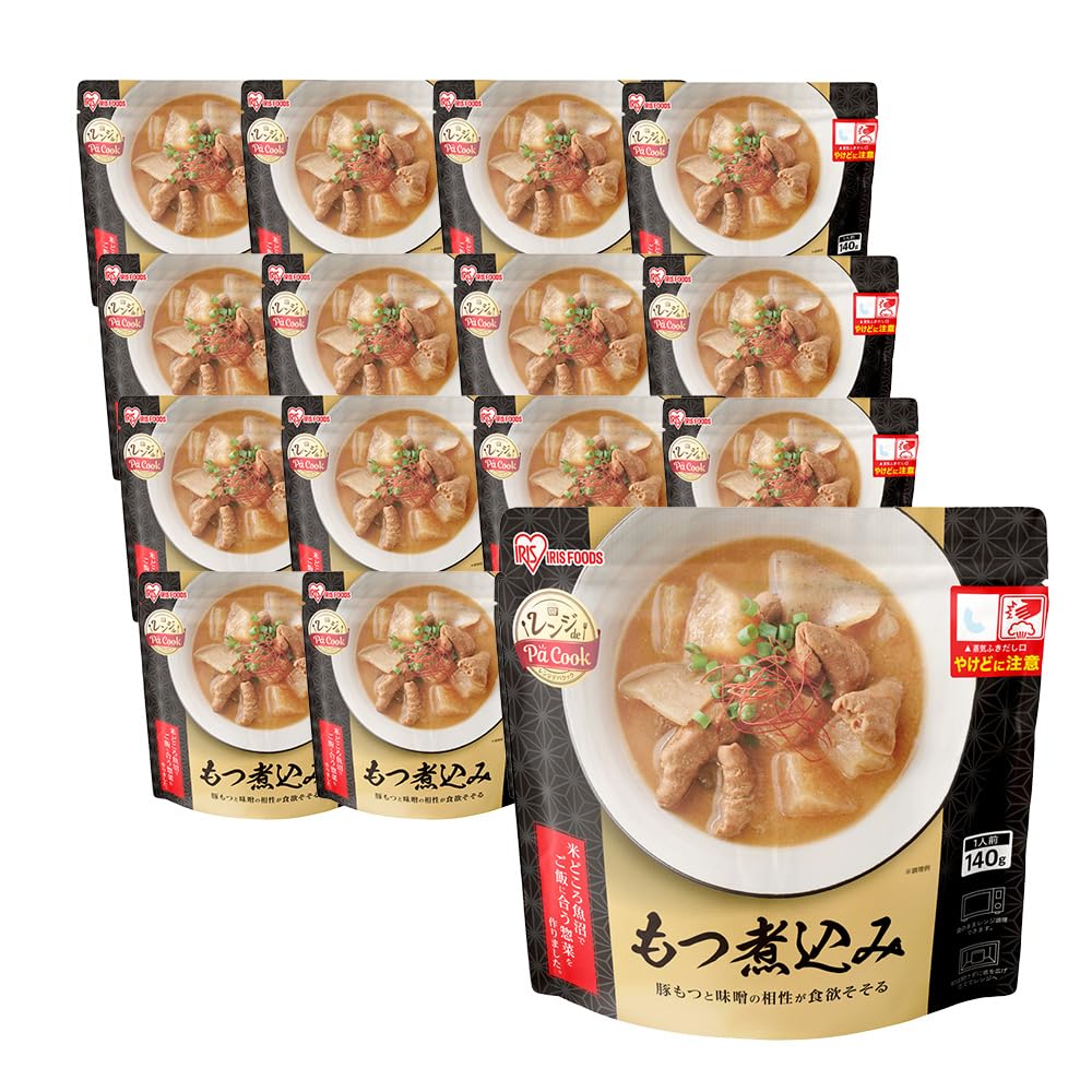 アイリスオーヤマ レトルト もつ煮込み 140g×36パック 惣菜 レトルト食品 おかず 一人暮らし 常温保存 非常食 保存食 国産 電子レンジ 和食 パウチ レンチン レンジde Pa Cook