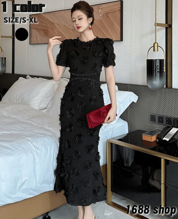 お得セット2025 夏 ワンピース タイト タイトワンピース 姫系ワンピース　シンプル　ワンピース インポート ひざ丈 ミドル丈 エレガント　韓国ファッション シンプル パーティドレス 袖あり　お嬢様