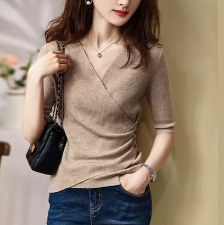 トップス デート カットソー ニットソー セーター 袖あり 半袖 かわいい 大人可愛い きれいめ シンプル カジュアル 大人 上品 おしゃれ お洒落 かっこいい レトロ 大人女子 こなれ感 キュート