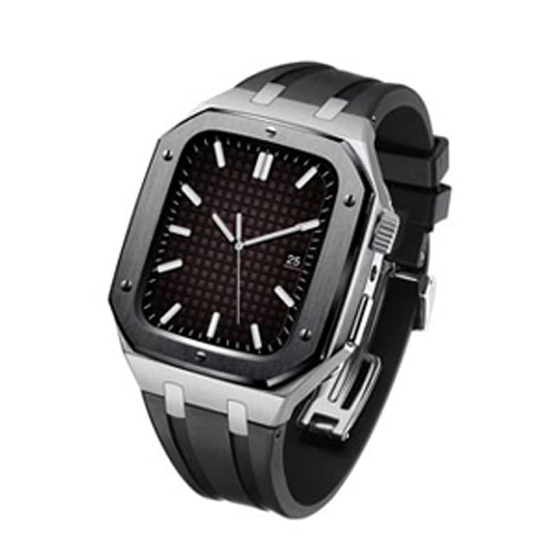Apple Watchケース バンド 高級 替え ベルト カバー メンズ 高耐久 金属＋ラバー Apple Watch 高級 44mm 45mm Series 4 5 6 SE 7 一体型
