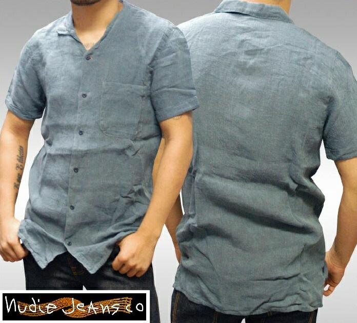 ヌーディージーンズ NUDIE JEANS メンズ シャンブレー 麻 シャツ JAKE LINEN CHAMBRAY リネン ボタンシャツ ジーンズ ブランド セレブ ファッション サファリ掲載 NU