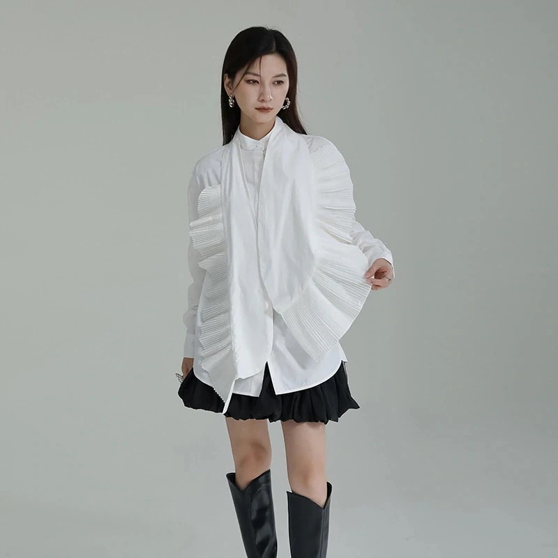 ブラウス春夏 新作 おしゃれ 流行り ワイシャツ 立ち襟 着痩せ ワイシャツ トップス 百掛けシアーシャツチュニック ブラウス UVカットシアーシャツリネン素材トップス
