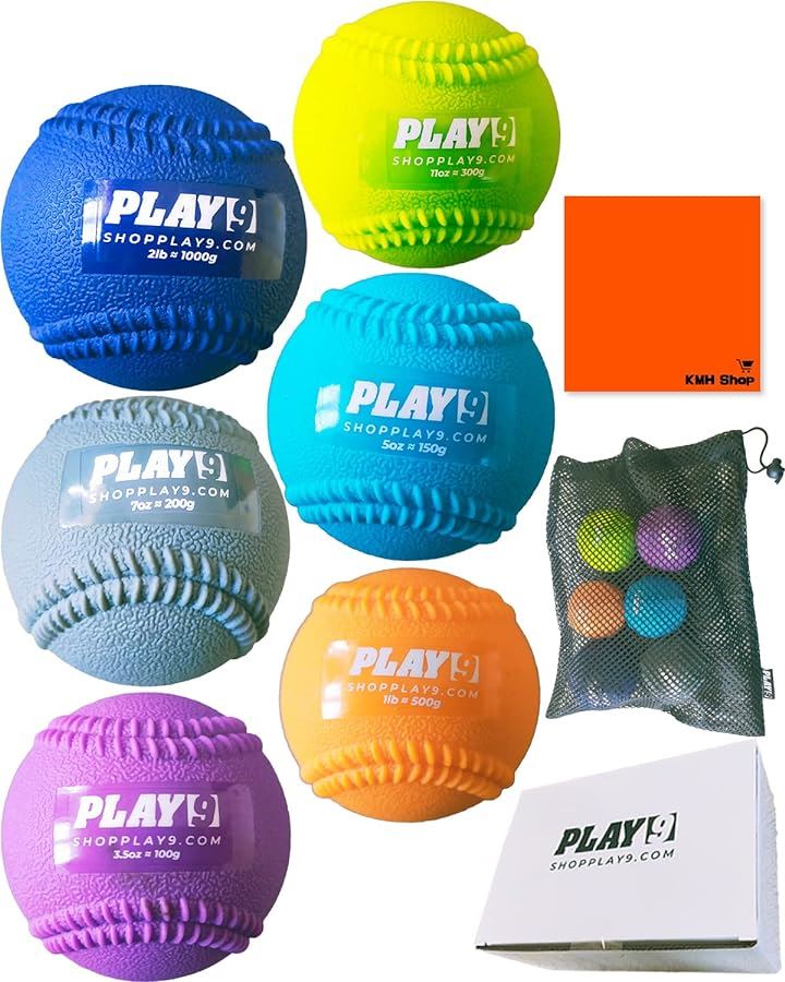 プライオボール 野球 球速アップ トレーニング 硬式 軟式 クロスセット( 青オレンジ黄緑グレーライトブルー紫)