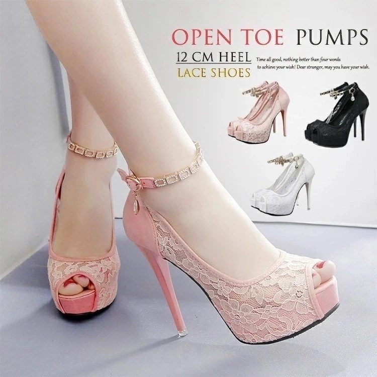 パーティー パンプス ストラップ パンプスサンダル 痛くない レディース 厚底サンダル かわいい パンプス ピンヒール 12cm キャバ ヒール オープントゥ フォーム 靴 12cmヒール ハイヒー