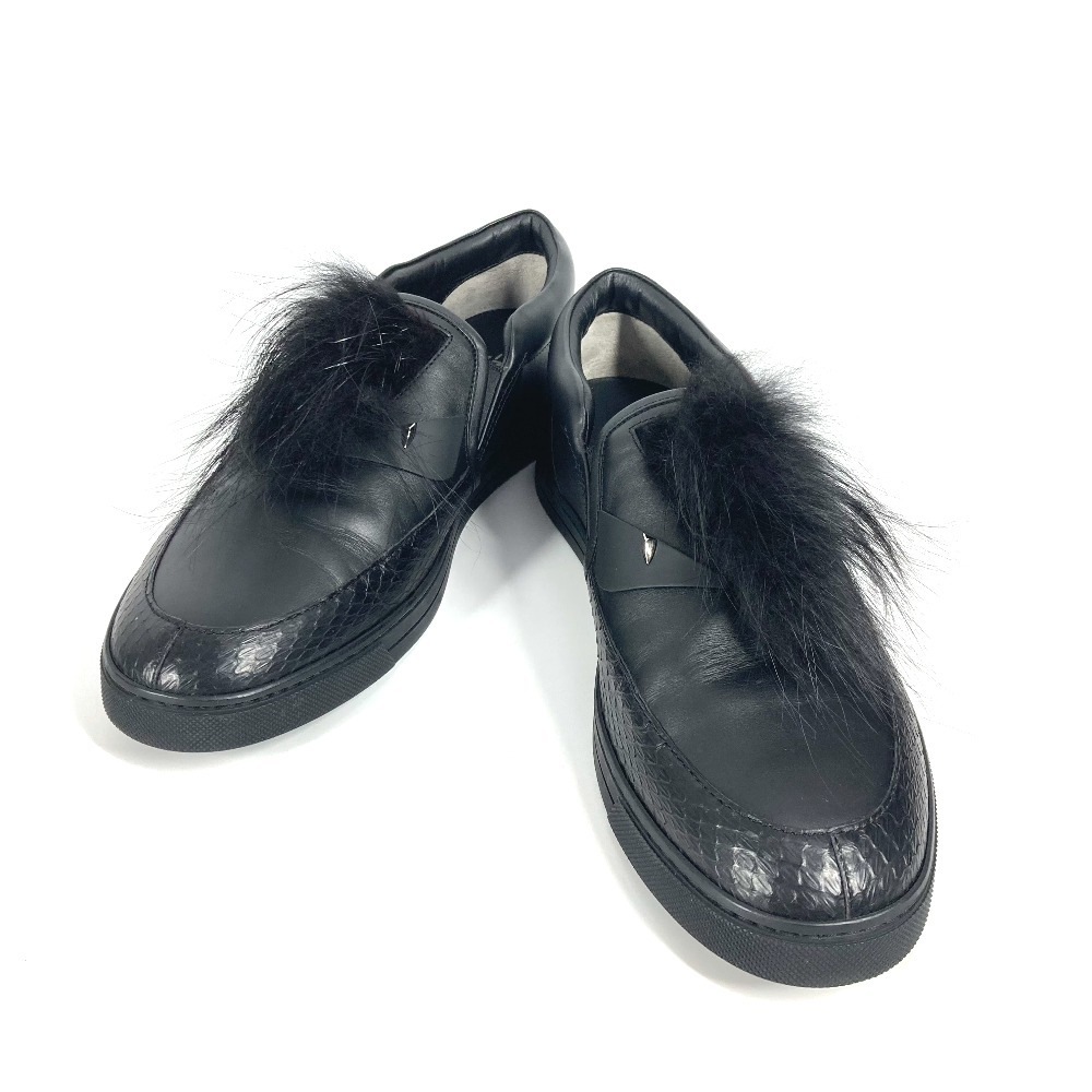 スニーカー 7E1068 モンスター ファー 靴 シューズ ローカット レザー ブラック