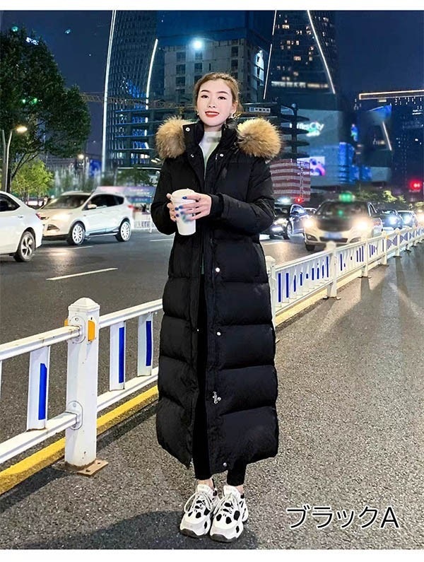 アウターダウンジャケットコート母親 おしゃれ ダウンジャケット L 大きいサイズ 厚手 ダウンコート 黒 ブラック 帽子付き 防寒着 フード 90％ダウン きれいめ レディース 20代 30代 M