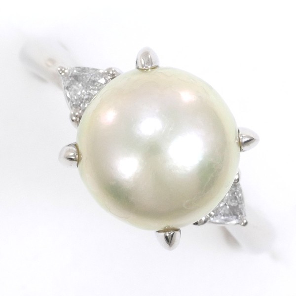 PT900 プラチナ リング 10号 パール(真珠) 約9mm ダイヤ SI2 鑑別書 中古 42,240円