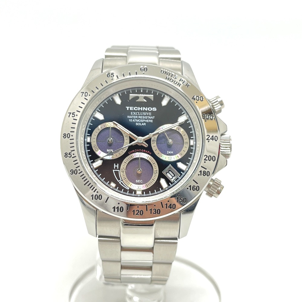 TECHNOS テクノス 腕時計 T9349TB クロノグラフ ソーラー発電 SS シルバー