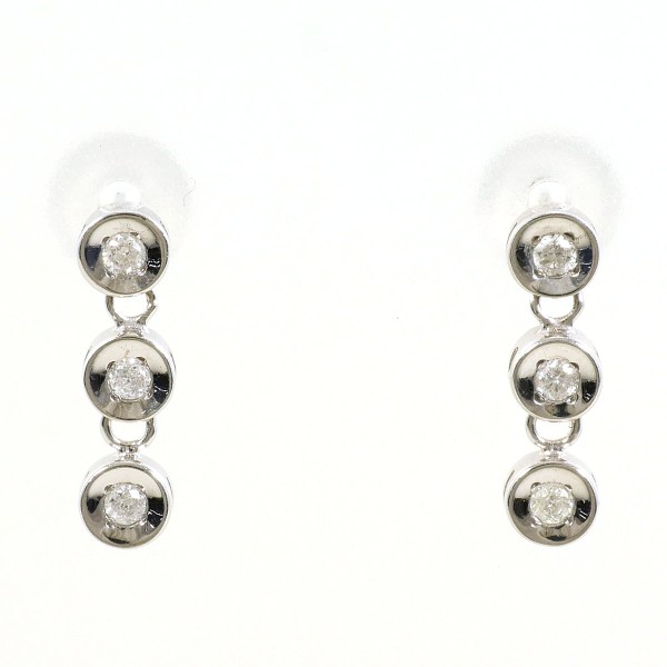K10 10金 WG ホワイトゴールド ピアス ダイヤ 0.05 ×2 ジュエリー 中古