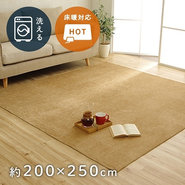1292340026502 ラグ 洗える 無地カラー モデルノ ベージュ 200×250cm メーカー直送