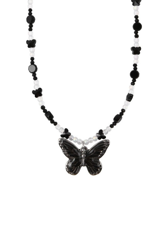 블랙 크리스탈 나비 목걸이
