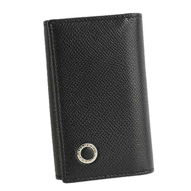 282234　6連キーケース グレインカーフレザー　ブラック/シルバー