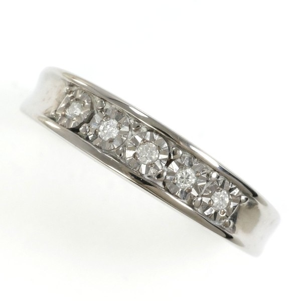 K10 10金 WG ホワイトゴールド リング 指輪 12号 ダイヤ ジュエリー 中古