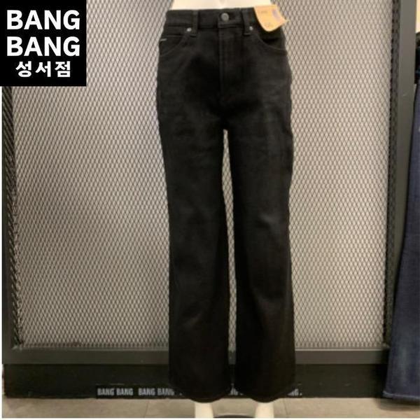 HC04 冬 女性 裏起毛 ボンディング ルーズフィット ブラック ジーンズ ウエストインナーバンド スパン ワイド デニムパンツ (S43226696)