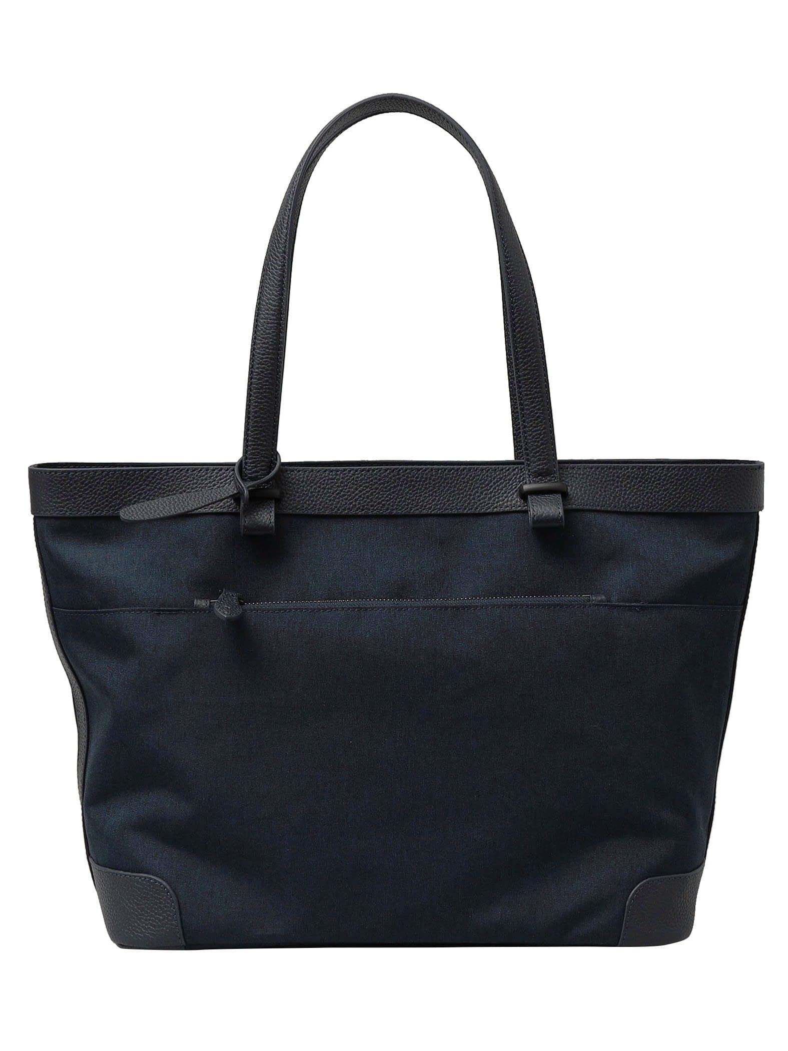 [シップス] バッグ シュリンクレザー × ファブリック コンビ トートバッグ メンズ 118433436 ネイビー ワンサイズ