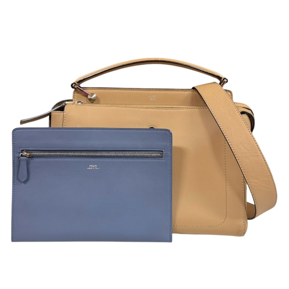 フェンディ ドットコム ショルダーバッグ レザー 8BN293 ベージュ FENDI 中古 美品