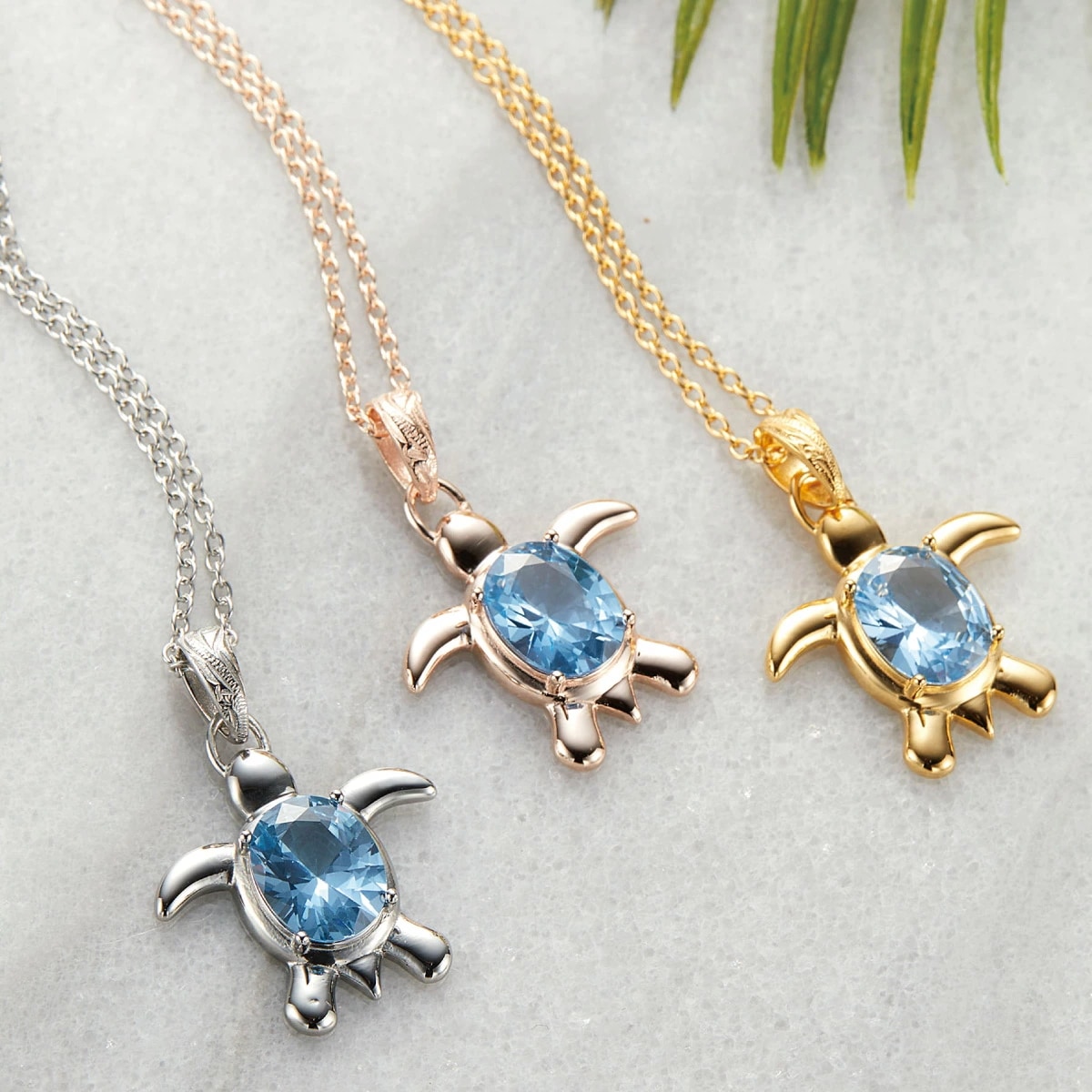 ネックレス レディース サージカルステンレス316L製 ハワイアンジュエリー ホヌ カメ キラキラ