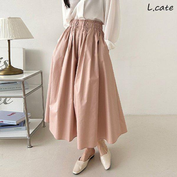 女性スカート LNSK004 無地バンディングロングスカート