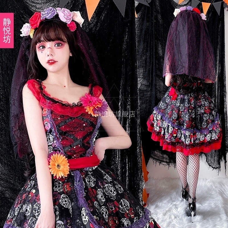 大人用コスチュームスケルトンゴースト花嫁魔女吸血鬼女王ホラー人形