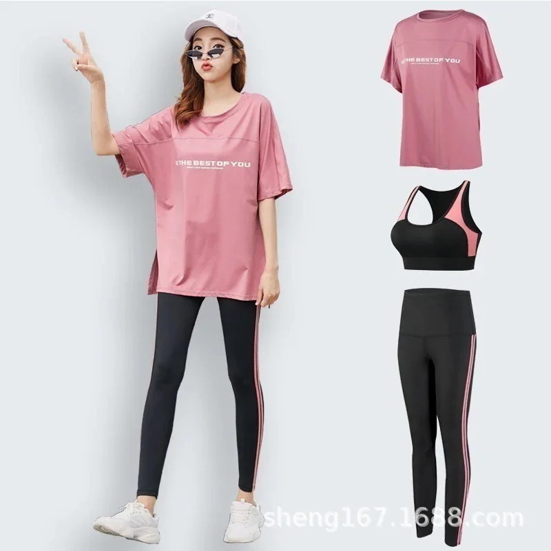 メガ割大きいサイズの3点セットの服の女性のゆったりしたのランニングのフィットネスの服611856