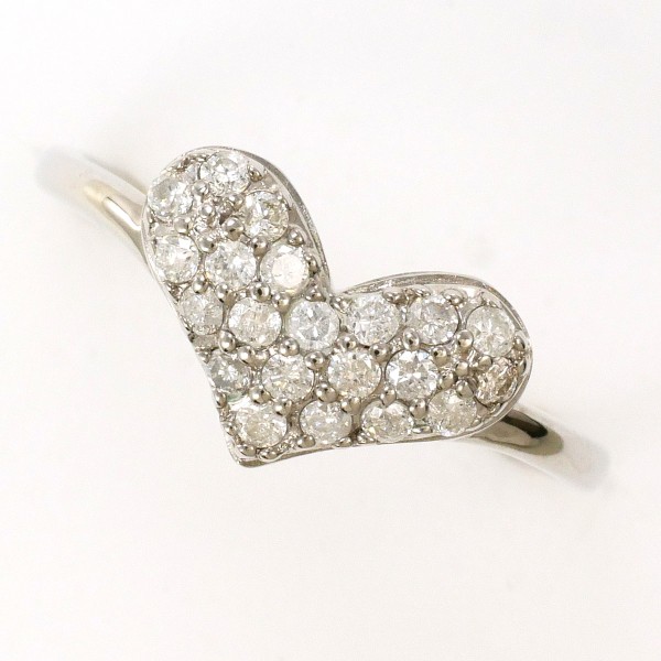 K14 14金 WG ホワイトゴールド リング 指輪 12号 ダイヤ 0.29 ジュエリー 中古