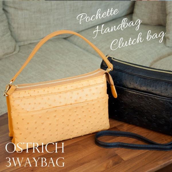 ハンドバッグ クラッチバッグ ショルダーバッグ レディース メンズ オーストリッチ 本革 ダチョウ