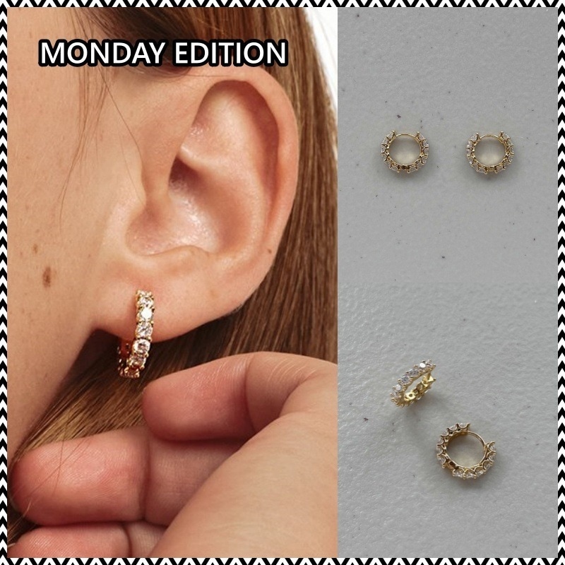 MONDAY EDITION Glittering Golden Hoop Earrings (Small)ピアス