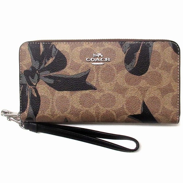 コーチ 財布 COACH アウトレット シグネチャー キャンバス リボンプリント ロングウォレット 長財布 CZ326 SVXB4