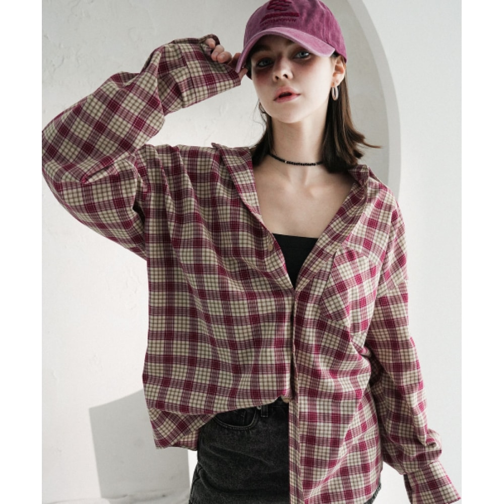 AVANDRESS アルトンオーバーフィットチェックシャツレッド