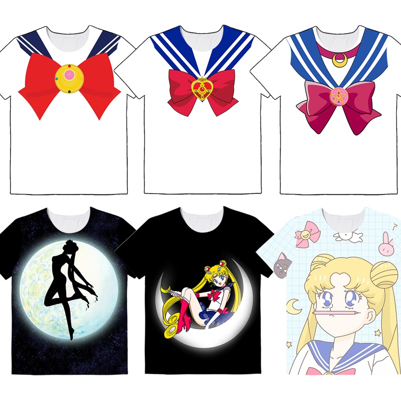 Sailor Moon 美少女戦士セーラームーン半袖韓国ファッション親子ｔシャツ 可愛いミニプリントペアルックカップルtシャツ ミッキー Tシャツ ディズニー