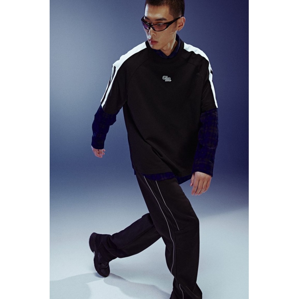 H&M ルーズフィットプリント T シャツブラック/アペックス