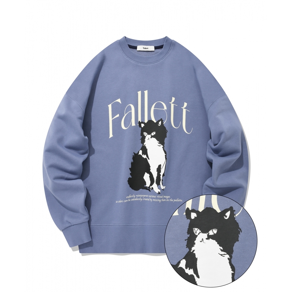 FALLETT [スウェット72時間のみ]描画ネロマンツーマンアイリスブルー