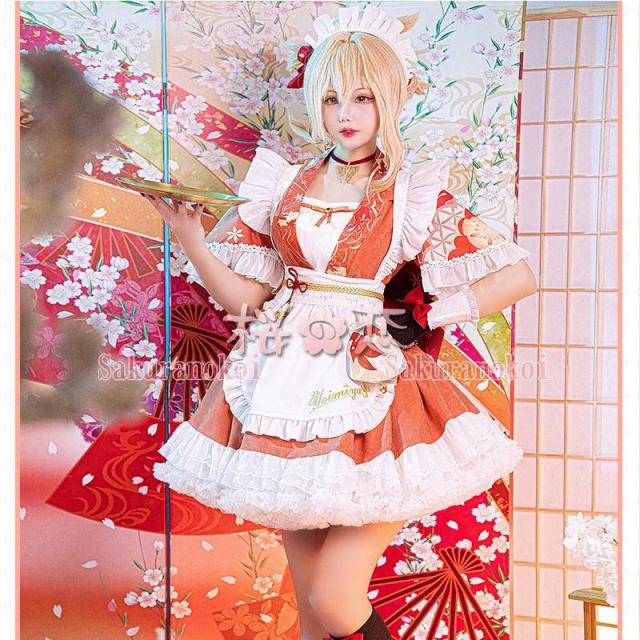 原神 げんしん genshin 稲妻 宵宮 よいみや メイド　コスプレ 衣装 cosplay イベント パーティー コスチューム 変装 仮装 uw1733