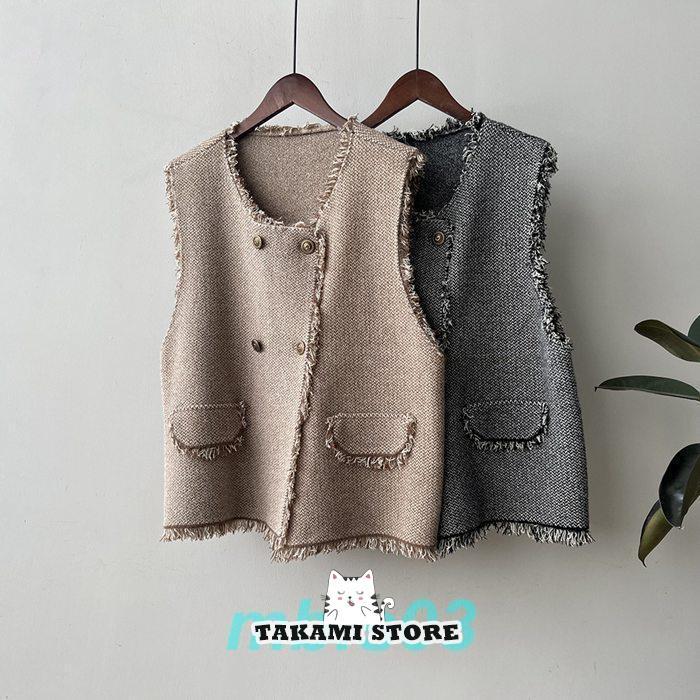 ベスト ツイードベスト レディース ジレ ツイード ジレベスト アウター ジャケット ロングジレ カーディガン
