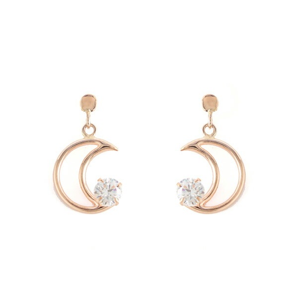 リボン済＆紙袋 4c ピアス 正規品 レディース 月モチーフピアス 4度 プレゼント ジュエリー アクセサリー K10ピンクゴールド 祝い 喜ばれるギフト
