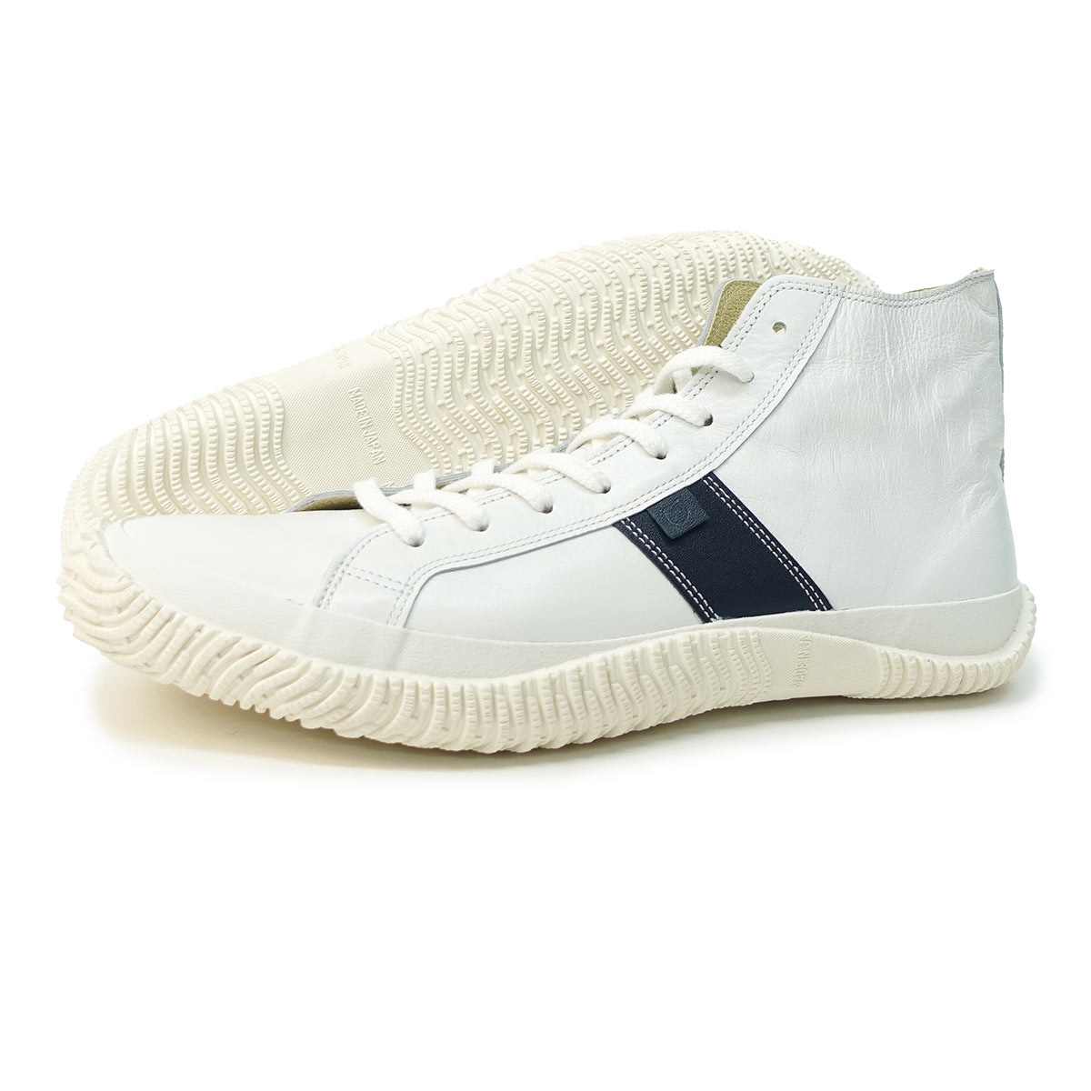 スニーカー メンズ レディース ハイカット SP-443 ホワイト/ネイビー スピングルムーブ カンガルーレザー 日本製